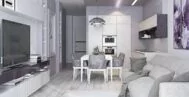 Фото гостиной-кухни в современном стиле 20 м