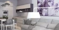 Фото гостиной-кухни в современном стиле 20 м