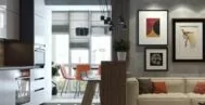 Фото гостиной-кухни в современном стиле 18 м
