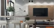 Фото гостиной-кухни в современном стиле 18 м