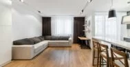 Фото гостиной-кухни в современном стиле 20 м