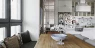 Фото гостиной-кухни в современном стиле 22 м