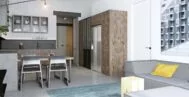 Фото гостиной-кухни в современном стиле 20 м