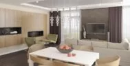 Фото гостиной-кухни в современном стиле 18 м