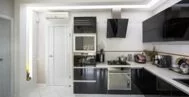 Фото гостиной-кухни в современном стиле 20 м