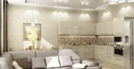 Фото гостиной-кухни в современном стиле 20 м