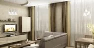 Фото гостиной-кухни в современном стиле 20 м