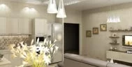 Фото гостиной-кухни в современном стиле 20 м