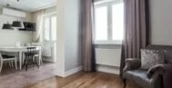 Фото гостиной-кухни в современном стиле 18 м