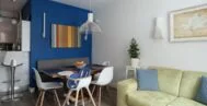 Фото гостиной-кухни в современном стиле 20 м