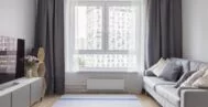 Фото гостиной-кухни в современном стиле 18 м