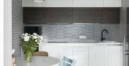 Фото гостиной-кухни в современном стиле 18 м