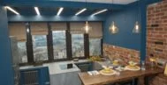 Фото гостиной-кухни в современном стиле 18 м
